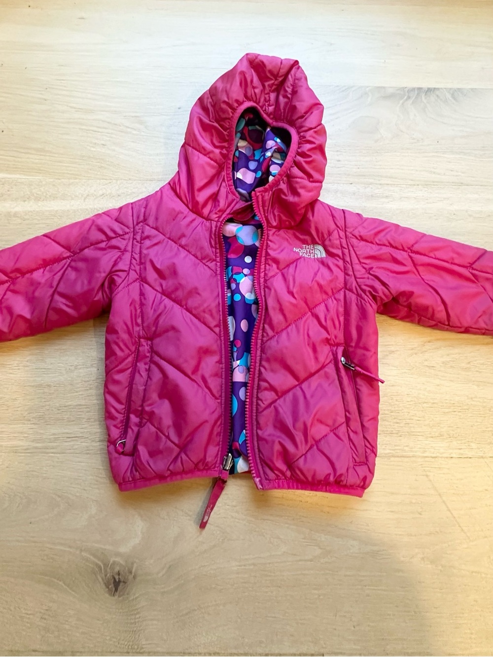 The North Face Toddler Reversible Perrito Hooded Jacket Pink & Purple